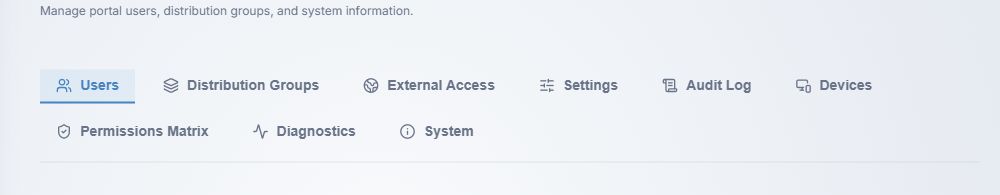 Admin Console tab strip in the local demo