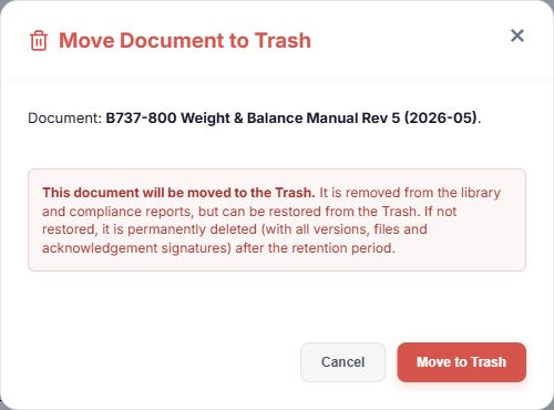 Move Document to Trash confirmation