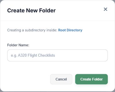 Create New Folder dialog in the fictional demo