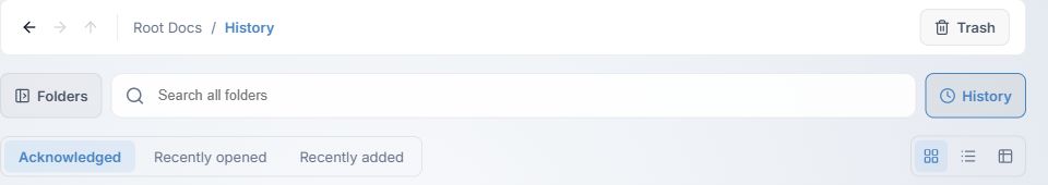 Active History button, breadcrumb and tabs in the fictional library