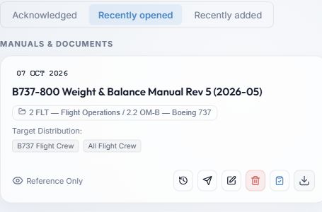 Recently opened tab and example document