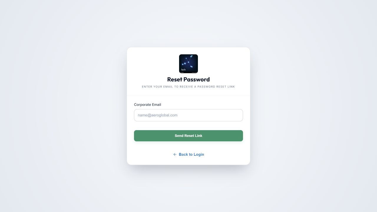 Corporate Email, Send Reset Link and Back to Login numbered on the fictional reset form