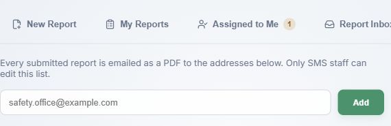 Recipient add control, cropped before saved email addresses